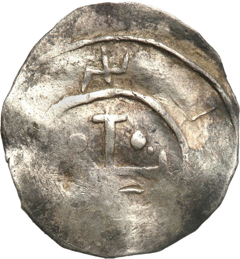 Mieszko Bolesławic (później Mieszko II) jako następca tronu. Denar, typ "z pałąkami", ok. 1015-1020. EKSTREMALNIE RZADKI